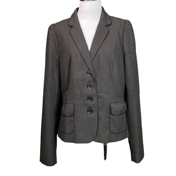 Halogen Black and Brown Small Houndstooth Print Blazer Jacket Stretch - Picture 1 of 13